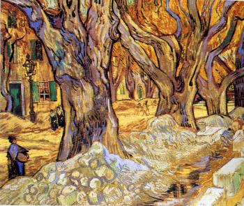 Vincent Van Gogh : Road Menders in a Lane with Massive Plane Trees II